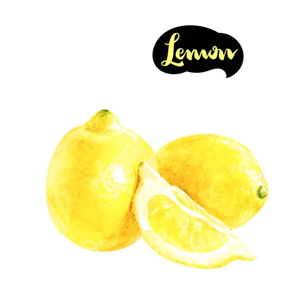 Ilustrasi warna air lemon — Stok Foto