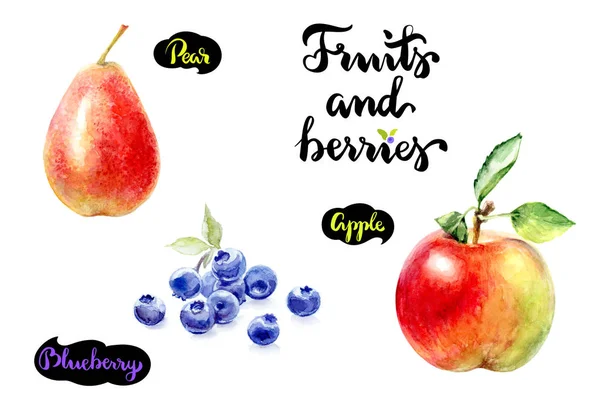Peras, arándanos, manzanas —  Fotos de Stock