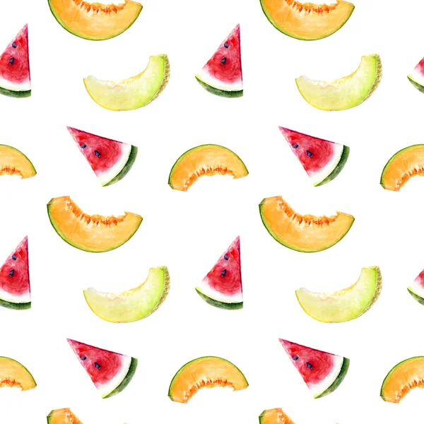 Meloen en Watermeloen slices — Stockfoto