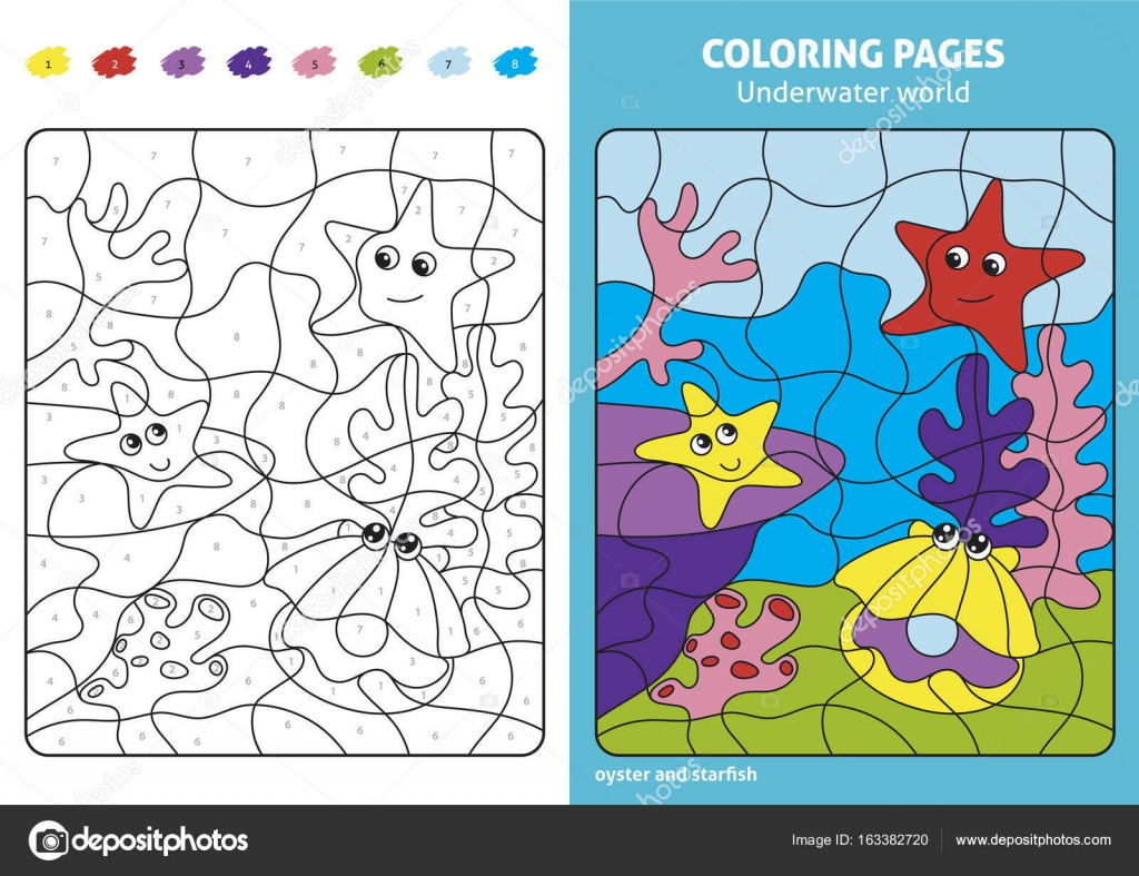 Underwater world coloring page Stock Vector by ©Diidik 163382720