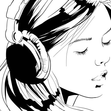 Kulaklıkla müzik dinleyen kız