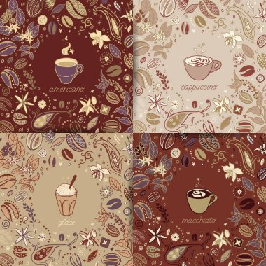 Kahve kupaları menü kümesini