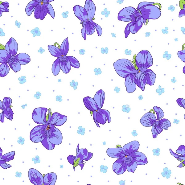 Viola Blumen nahtlose Muster — Stockvektor
