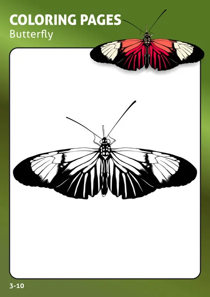 Página para colorear mariposa tropical — Archivo Imágenes Vectoriales
