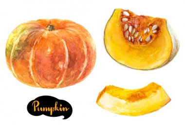 Tohum ile kesilmiş kabak bütün, dilim