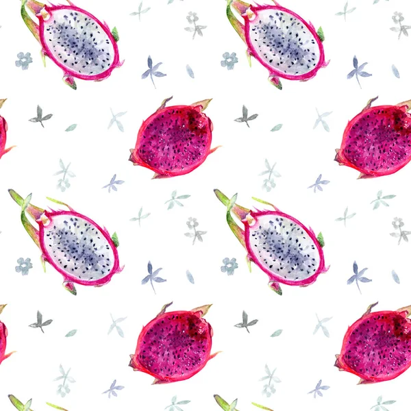 Drachenfrucht Aquarell Handgezeichnete Illustration Nahtloses Muster Hintergrund Textur — Stockfoto