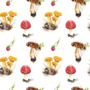 Mantar suluboya resim seamless modeli.