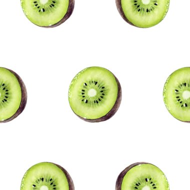 Kivi meyveli el suluboya çizimi. Kusursuz desen.