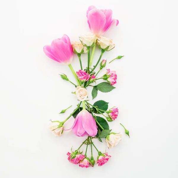Kolorowe kwiaty różnych na białym — Zdjęcie stockowe