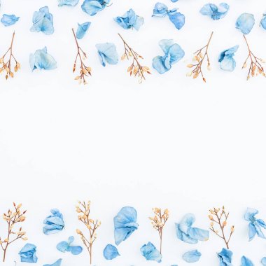 Mavi kurutulmuş çiçek yaprakları ve twigs