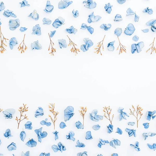 Blauwe gedroogde bloemblaadjes en twijgen — Stockfoto
