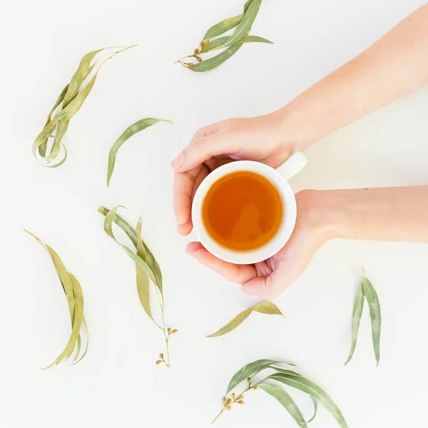 Persona sosteniendo taza de té — Foto de Stock