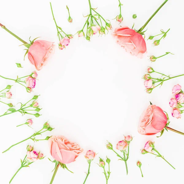 Colorful flowers in round frame — Stock Photo, Image