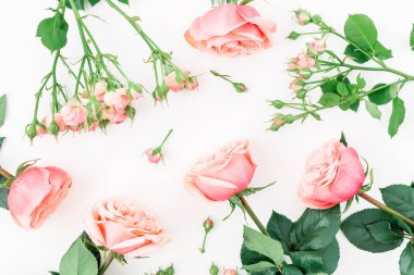 beyaz üzerine pembe güller