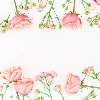 beyaz üzerine pembe güller