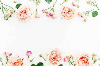 beyaz üzerine pembe güller