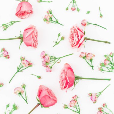 beyaz üzerine pembe güller