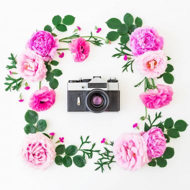  Gül ve retro kamera 