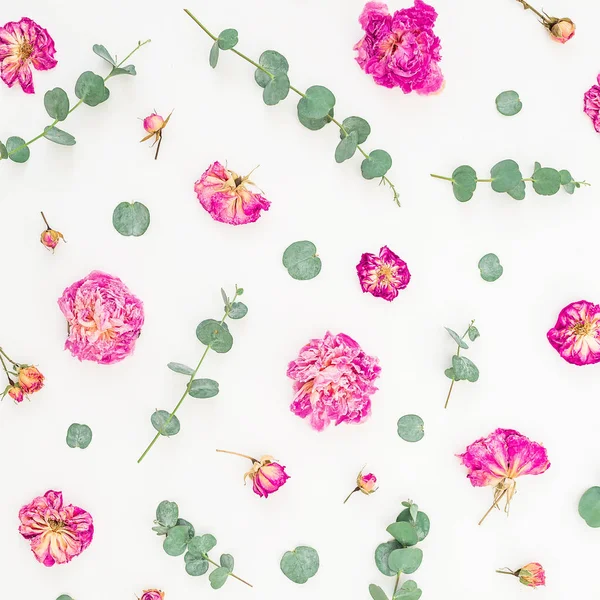 Pembe güller ve yaprakları