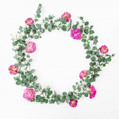 Pembe güller ve yaprakları