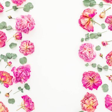 Pembe güller ve yaprakları