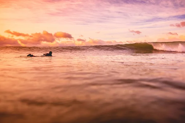 Surfer Sunset Winter Surfing Swimsuit — Stock Photo, Image