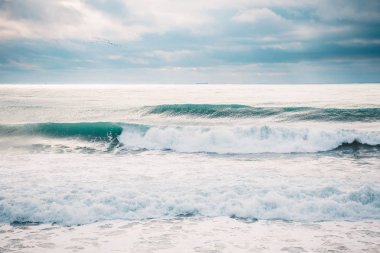 Büyük dalgalar üzerinde bir resif Güney Afrika sahillerinde boyunca kırma