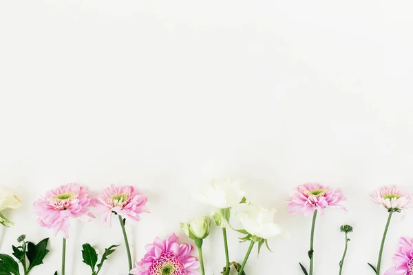 Dekorace Něžně Růžové Květy Bílém Pozadí — Stock fotografie
