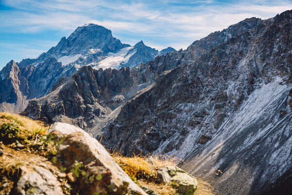 Mountain alpine landscape. Mountains peaks