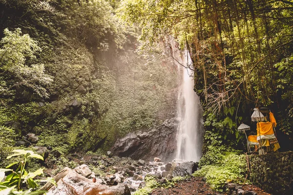 Waterfall in green tropical forest at daytime — Stock Photo, Image