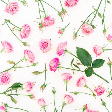  beyaz zemin üzerine ihale pembe güller