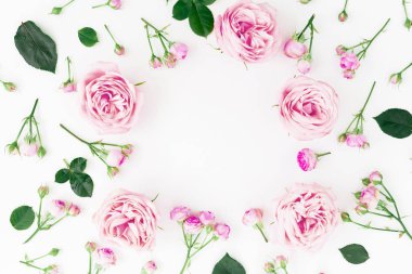 Pembe Gül ile çiçek kompozisyon. Düz yatıyordu, en iyi görünümü.