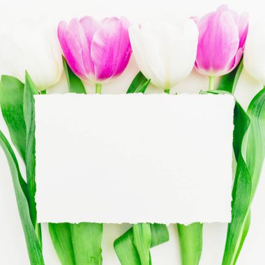 Lale ile çiçek kompozisyon. Düz yatıyordu, en iyi görünümü