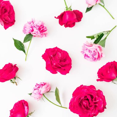 Arka plan üzerinde güzel pembe Gül çiçek Üstten Görünüm