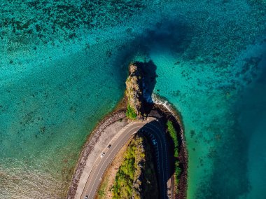 Mauritius Adası 'nda okyanusla Maconde Havacılık Manzarası