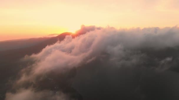 Теплый Закат Восход Солнца Облаками Вид Воздуха — стоковое видео