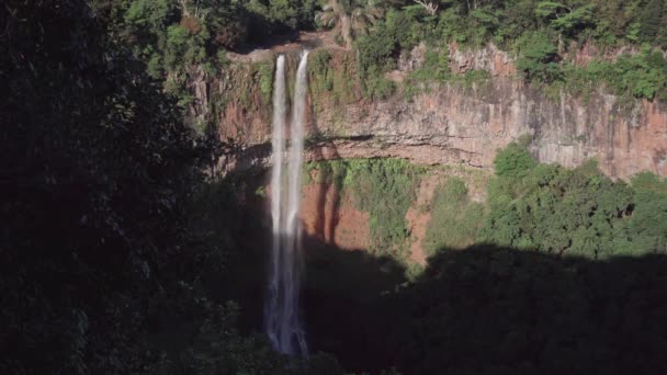 Veiw Aéreo Com Cachoeira Chamarel Selva Tropical Maurícia — Vídeo de Stock