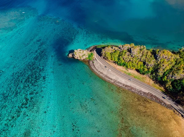 Μακόντ με ωκεανό. Αεροφωτογραφία. Ακρωτήριο στη Νήσο Μαυρίκιος — Φωτογραφία Αρχείου