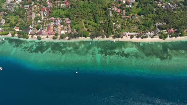 Vista Aérea Com Ilha Gili Oceano Tiro Drone Gili Air — Vídeo de Stock