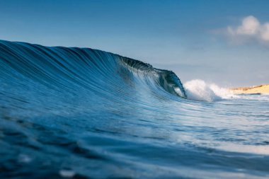 Ocean ideal wave in ocean. Breaking blue waves clipart