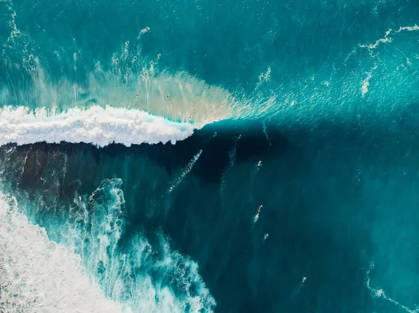 Blauwe Golf Met Schuim Oceaan Zicht Vanuit Lucht Vatgolven — Stockfoto