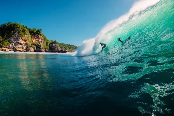 June 2019 Bali Indonesia Surfer Ride Barrel Wave Professional Surfing — Stock Photo, Image