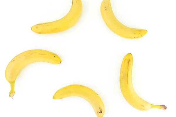 Μπανάνα Λευκό Φόντο Επίπεδη Στο Πάνω Μέρος Καλοκαιρινή Ιδέα Μπανάνες — Φωτογραφία Αρχείου