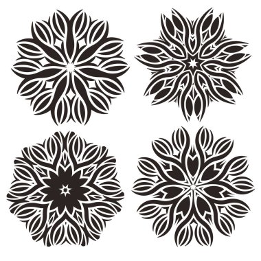 tasarım öğeleri kümesi. Stilize çiçekler, mandala.