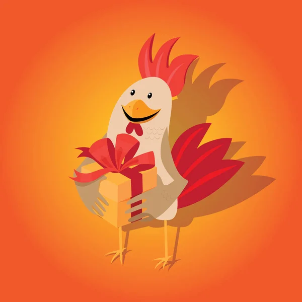 Funny card with a rooster in cartoon style. — Stock Vector