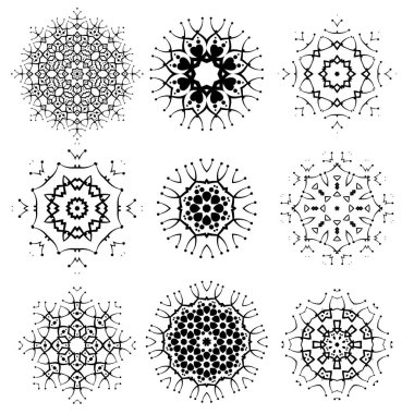 mandala vektör öğeleri kümesi.