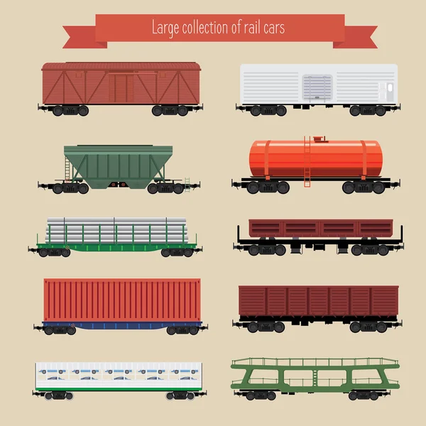 Vagones de mercancías ferroviarias — Archivo Imágenes Vectoriales