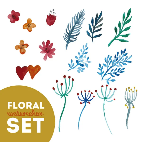 Set florales Aquarell — Stockvektor