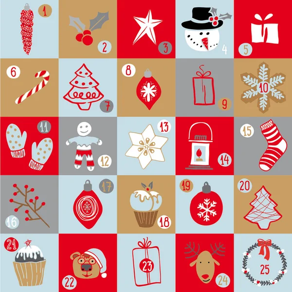 クリスマス アドベント カレンダー — ストックベクタ