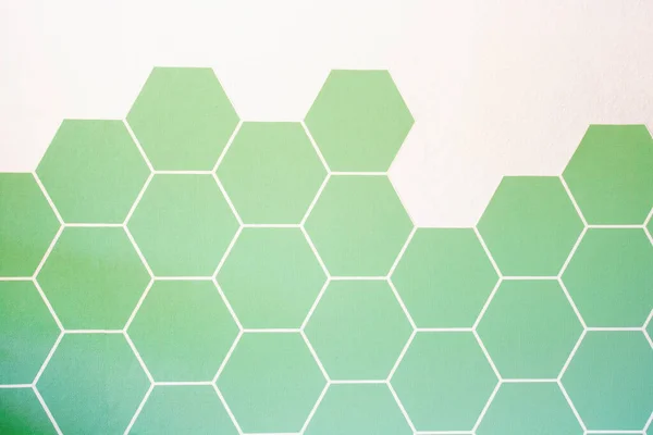 Ρετρό Μοντέρνο Πράσινο Hexagon Πλακάκια Τοίχου Μισό Λευκό Τοίχο Μοντέρνα — Φωτογραφία Αρχείου